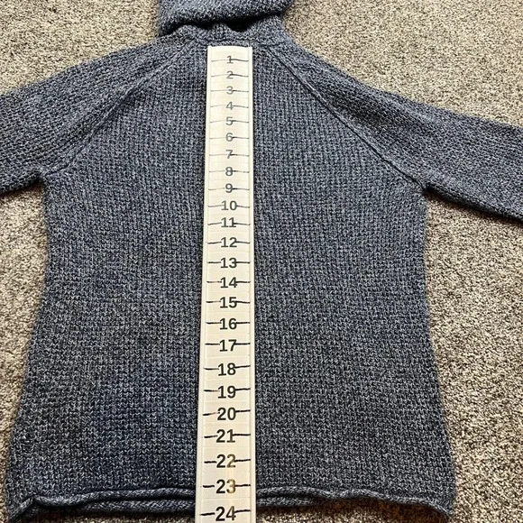 Abercrombie Fitch Knit Hoodie Mens L Blue White Speckled - Picture 5 of 7